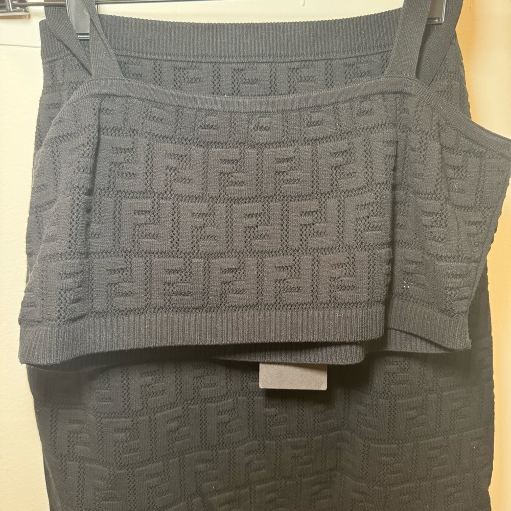 Fendi Gray Knit Top and Skirt Set